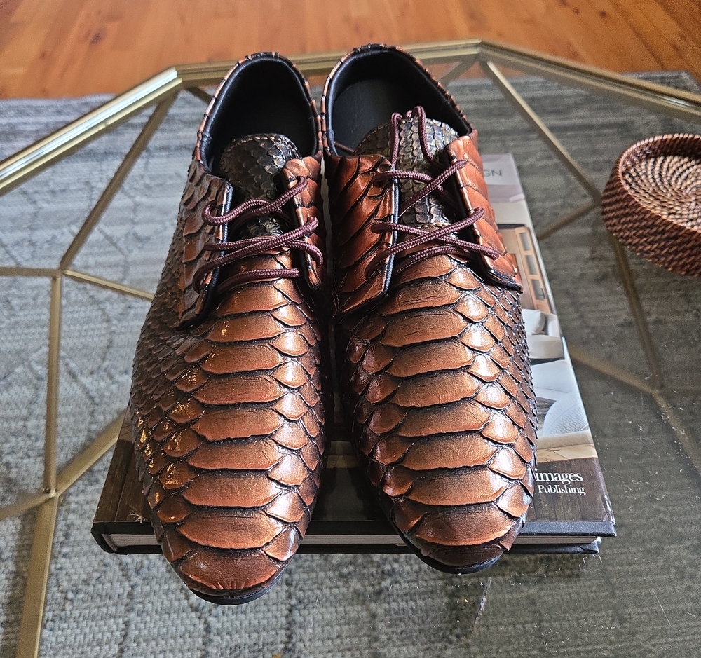 Source Unknown Men's Copper Brown Scaled Lace-Up Oxfords